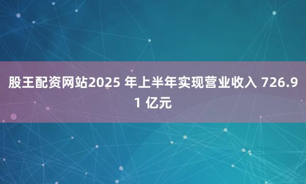 股王配资网站2025 年上半年实现营业收入 726.91 亿元